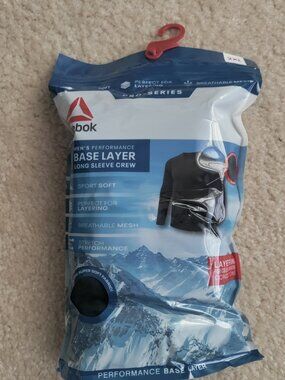 NWT REEBOK Men's Pro-Series Long Sleeve Base Layer Crew Size 2XL Black